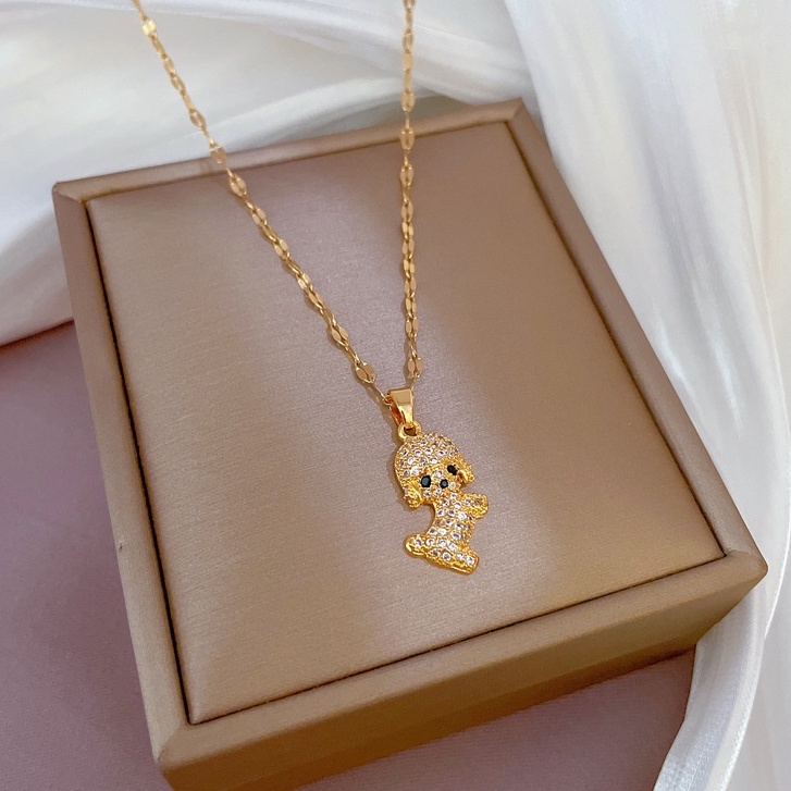 Dây Chuyền Bằng Thép Titan Nhẹ Đính Kim Cương Giả Dễ Thương Mạ Vàng Thật Phong Cách ins Cho Nữ