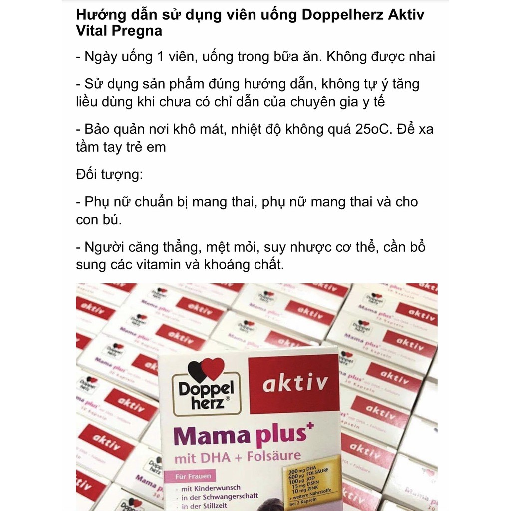 (hàng Đức) Viên Uống Doppelherz Aktiv Mama Plus Bổ Sung Vitamin Cho B à B ầu | BigBuy360 - bigbuy360.vn