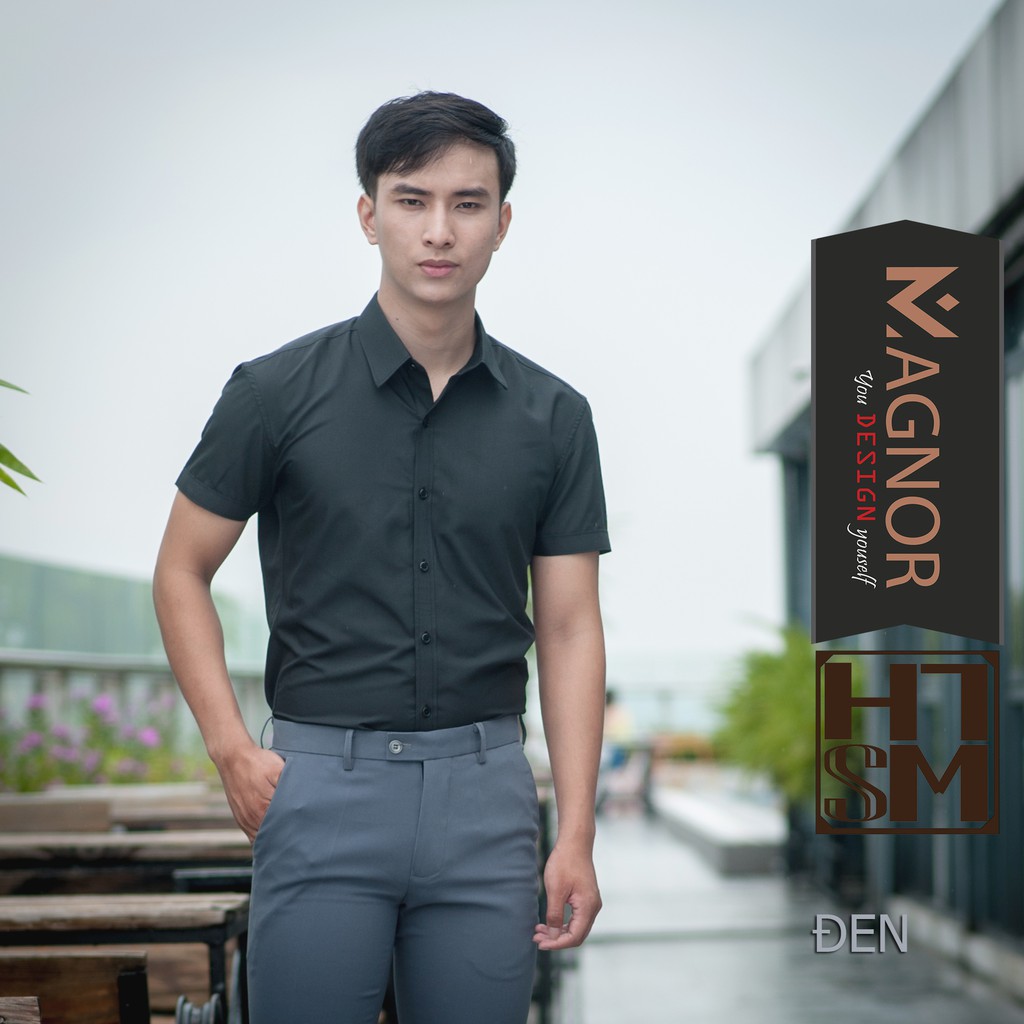 Áo sơ mi nam MAGNOR trơn, ngắn tay, gấp cổ (5 màu)