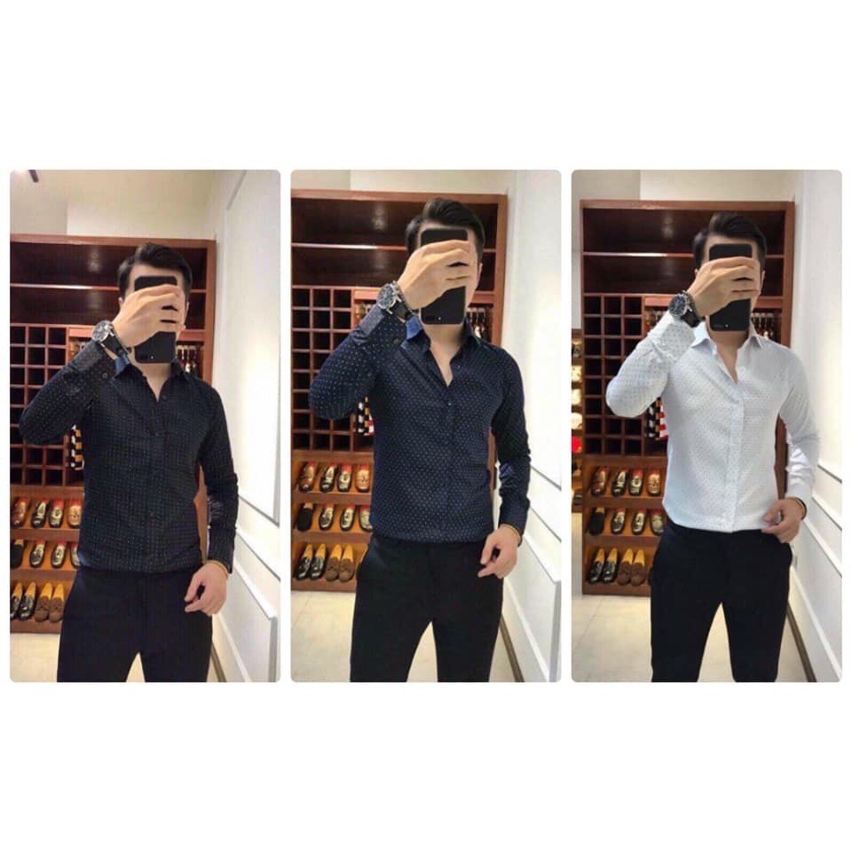 Áo Sơ Mi Nam hoạ tiết Chấm Bi Cao Cấp