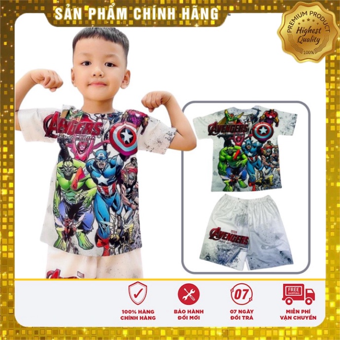 Quần áo bé trai thun lạnh hình biệt đội anh hùng marvel size từ 10kg-40kg Kunkun Kid TP071