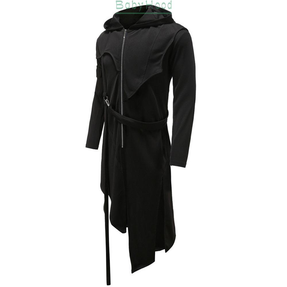 Men Retro Medieval Irregular Hooded Jacket Gothic Coat Costume Halloween Praty#BBHOOD