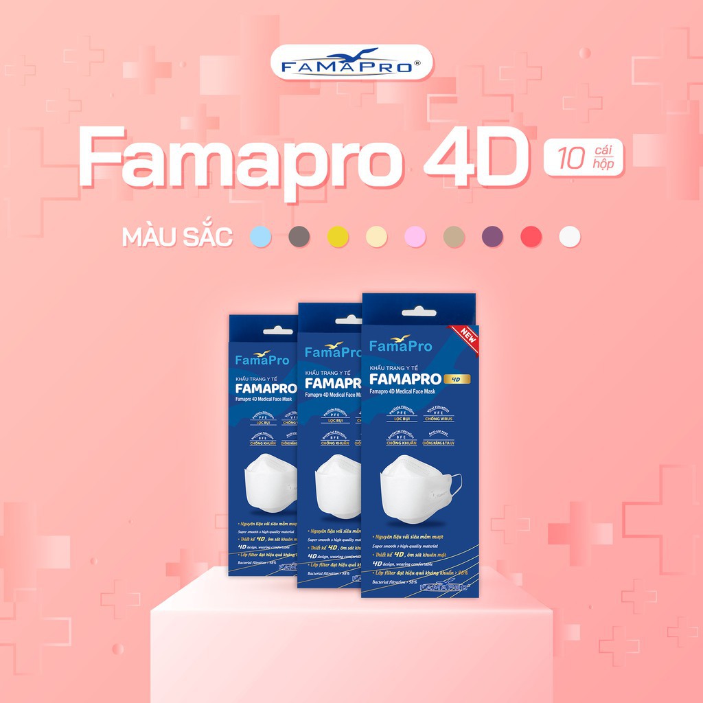 Khẩu Trang Y Tế Kháng Khuẩn Cao Cấp Famapro 4D - 98% Lọc Bụi, Kháng Khuẩn, Virus,Tia UV [ TÚI ] | BigBuy360 - bigbuy360.vn