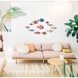 BỘ TRANH DÁN TƯỜNG 9 CON CÁ DECOR TRANG TRÍ TƯỜNG