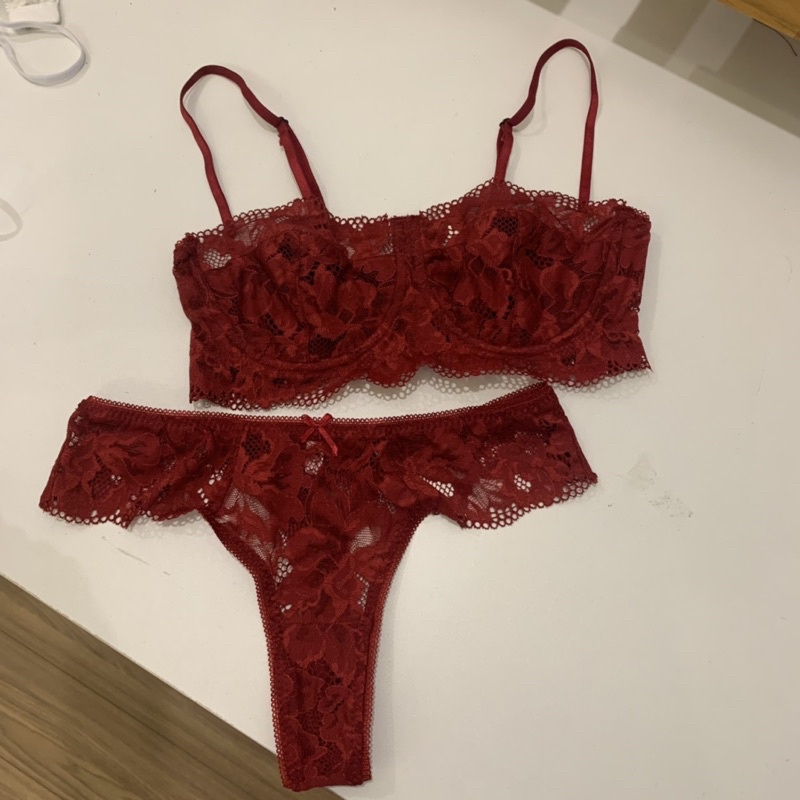 LUCY LACE SET - Set ren gọng cup ngang (tặng kèm mút tháo rời) + quần thong | WebRaoVat - webraovat.net.vn