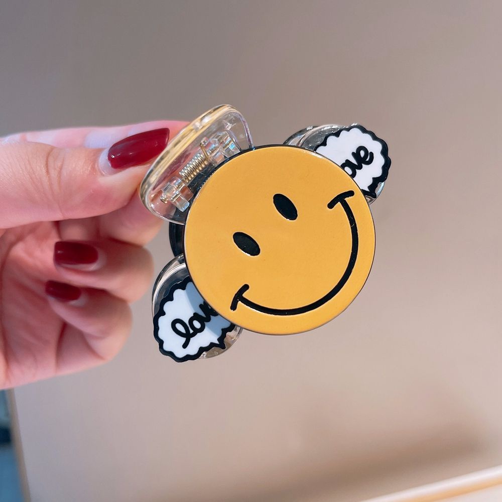 Kẹp tóc nữ hình bông hoa mặt cười bằng nhựa resin thanh lịch phong cách Hàn Quốc