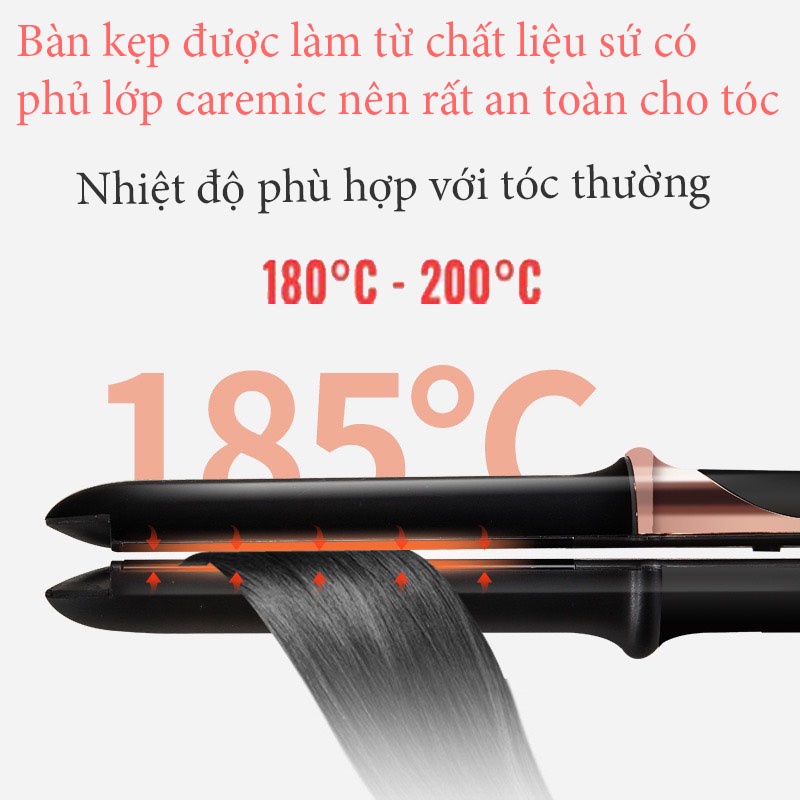 Máy ép duỗi tóc, là tóc, uốn xoăn tóc cao cấp - May uon toc 2 trong 1 Kailexin điều chỉnh 4 nhiệt độ