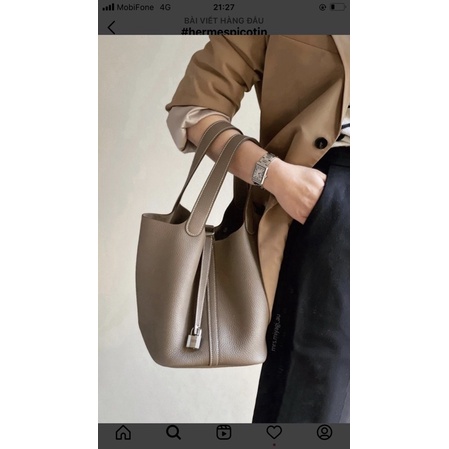 Túi H m picontin da bò size 25cm màu xám