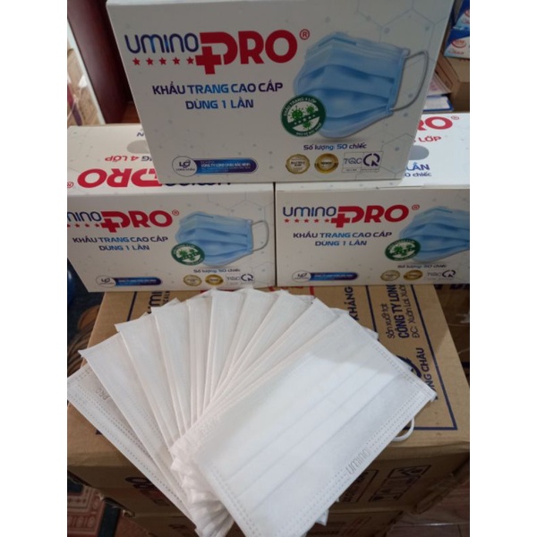 Khẩu trang cao cấp Umino Pro - Hộp 50c - 4 lớp tiêu chuẩn ISO PM2.5