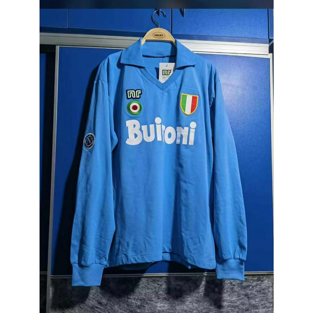 Áo Thun Bóng Đá Tay Ngắn / Dài Napoli Home 1986-89 Phong Cách Vintage Size S-2XL