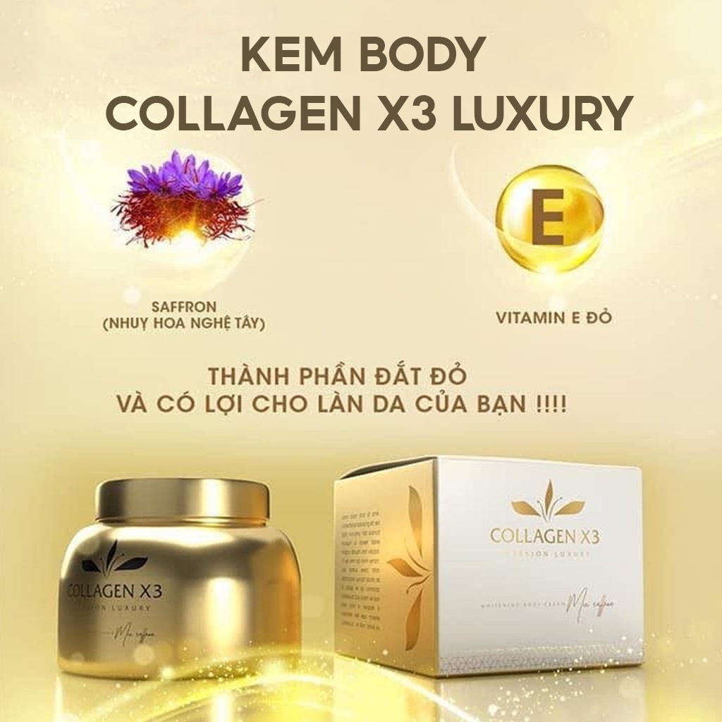 Kem dưỡng trắng body collagen x3 luxury giúp trẻ hoá nâng bậc tone cùng khả năng chống nắng cao 250g – Beauty at home