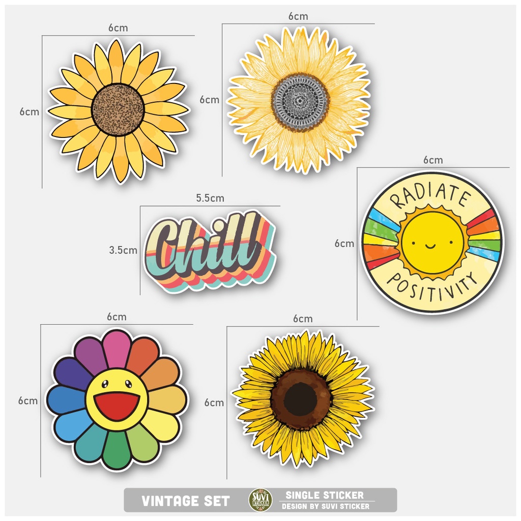 STICKER LẺ - Sticker Daisy dán mũ bảo hiểm, laptop, điện thoại, vali. MSP: SS09