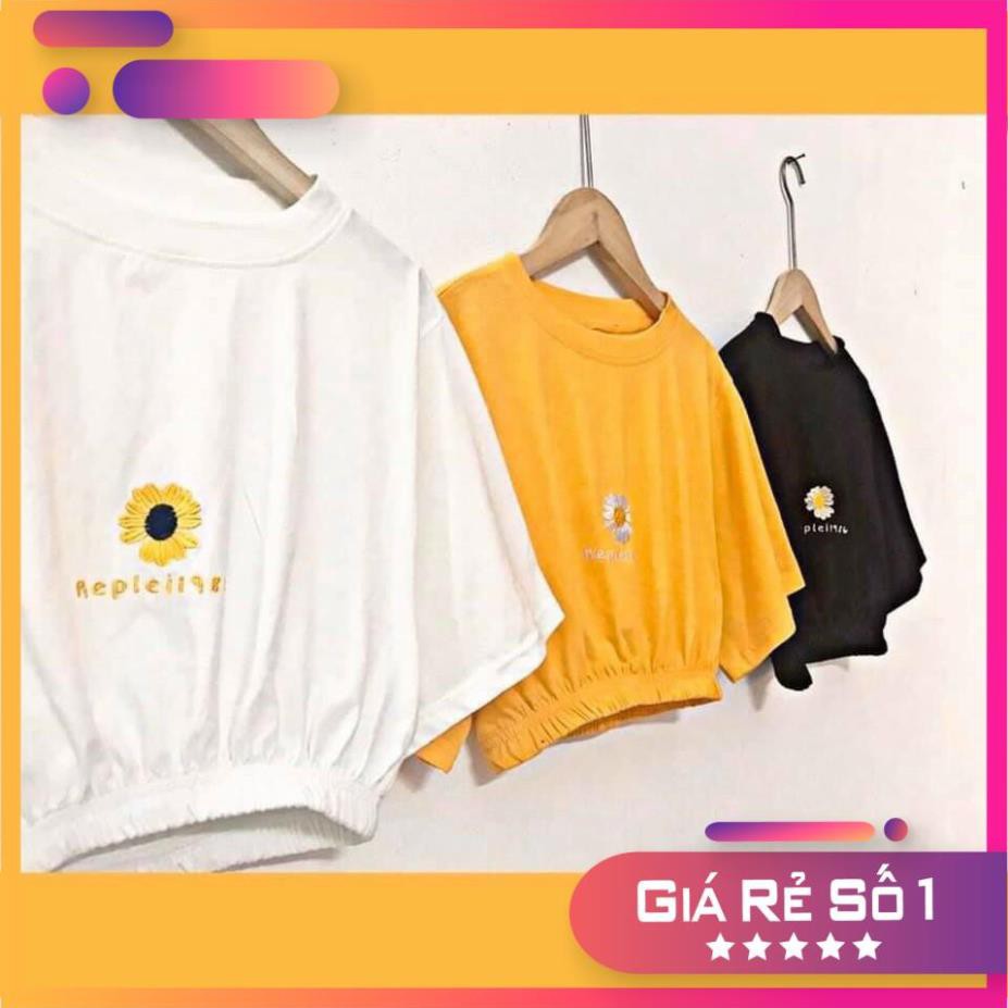 {Mẫu Mới Nhất}_Áo Croptop Ôm Thêu Hoa Cúc Cá Tính Dễ Phối Đồ Năng Động Phong Cách Kiểu Dáng Đẹp| Áo Croptop