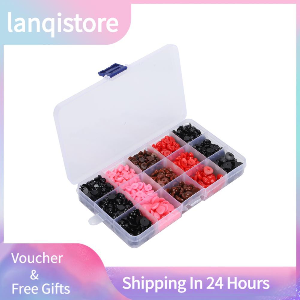 Lanqistore 1070Pcs Colorful Doll Eyes Nose Plastic Triangle/Round Acces with Storage Box