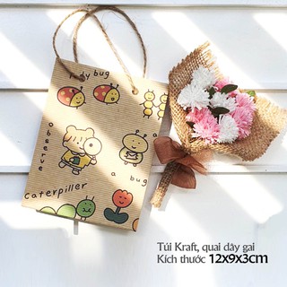10 Túi giấy mini kraft dễ thương size 9x12cm