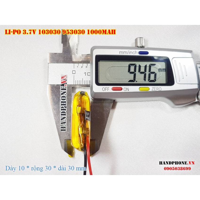 Pin Li-Po 3.7V 1000mAh 103030 953030 (Lithium Polymer) cho Loa Bluetooth, định vị GPS, Smartwatch, camera hành trình