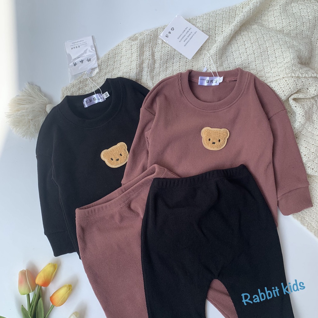 Đồ Bộ Dài Tay Cho Bé Trai Bé Gái💝FREESHIP💝Rabbit Kids-Quần Áo Thu Đông Trẻ Em 10-25kg Len Bông Nhung Dày Dặn Mềm Mịn