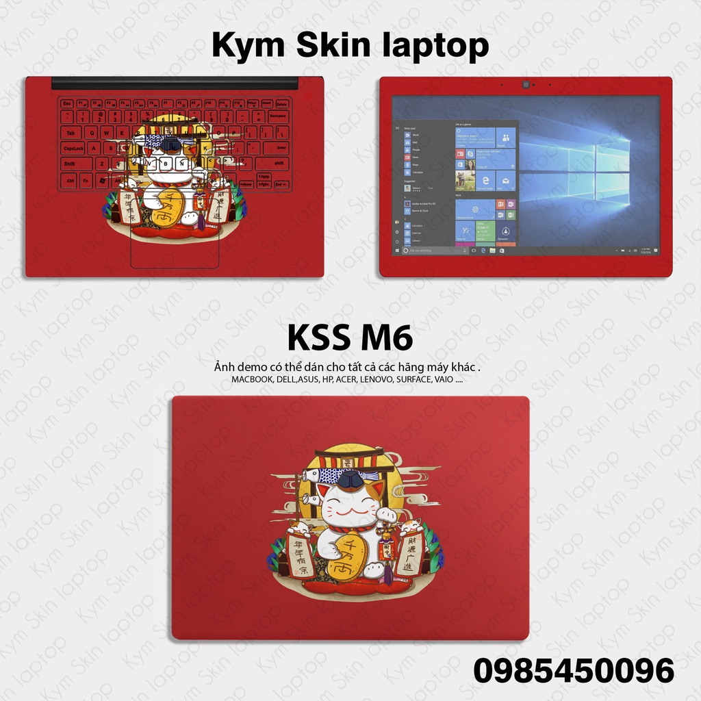 Skin Dán Laptop - MÈO THẦN TÀI - Miếng Dán Decan Laptop Cắt Sẵn Theo Từng Máy