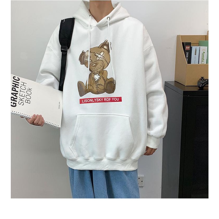 Áo HOODIE UNISEX hình gấu tesdy FORM RỘNG siêu đẹp