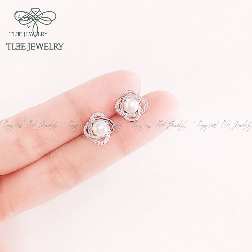 Khuyên tai bạc nữ TLEE hoa xoắn đính lấp lánh bạc cao cấp NCJ B0154