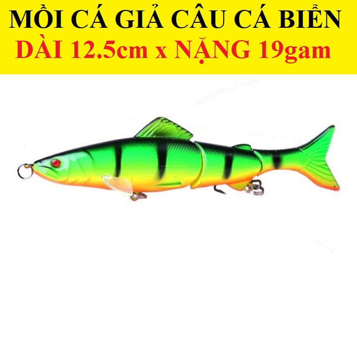 [RẺ VÔ ĐỊCH] mồi cá giả ba khúc câu cá biển dài 12.5 cm x19 gam, mồi câu cá vược biển, mồi câu lure cá tráp pass