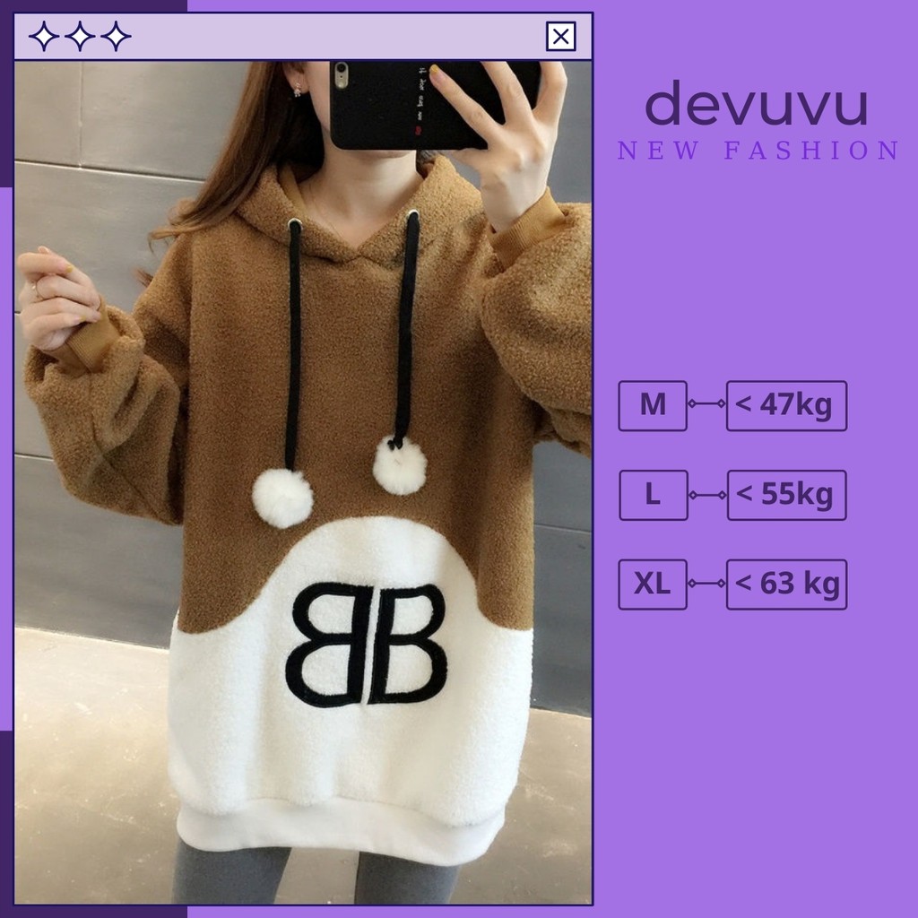 Áo hoodie nữ form rộng BIZZIB áo nỉ bông siêu cute HD2