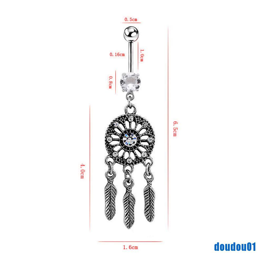 VN Khuyên Rốn Hình Dream Catcher Đính Đá Pha Lê Xinh Xắn