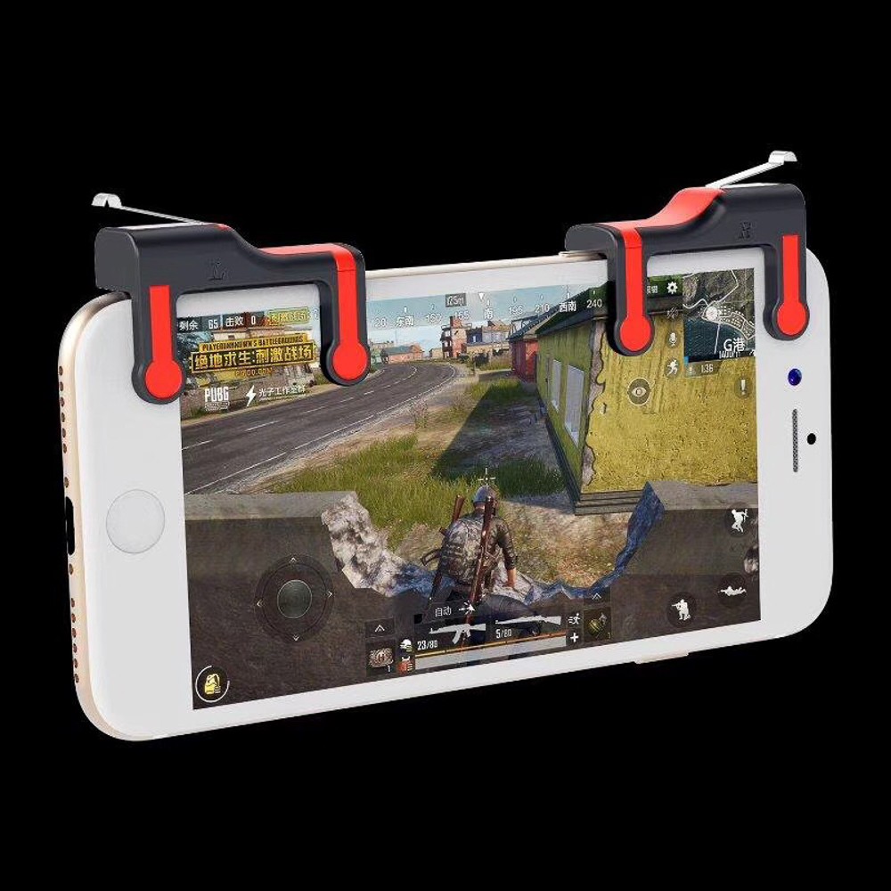 Bộ 2 nút chơi game bắn súng PUBG ROS dòng cải tiến MX vân đỏ trên điện thoại Ipad hỗ trợ chơi PUBG mobile Chammart