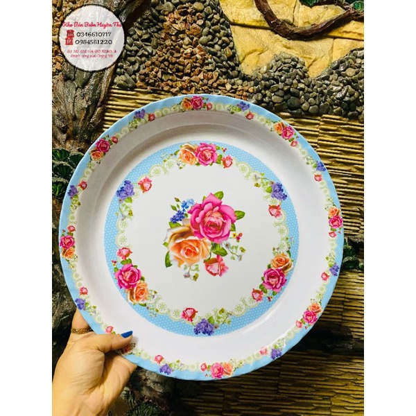 Khay bưng bê hoa đẹp_  nhựa phíp 35cm