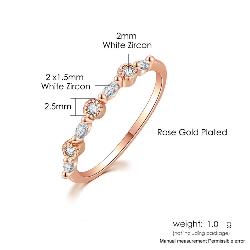 Nhẫn Đối với phụ nữ đơn giản thanh lịch đơn giản Geometry Mini Zircon Rose Gold Màu Slim ngón đeo nhẫn quà tặng trang sức R146