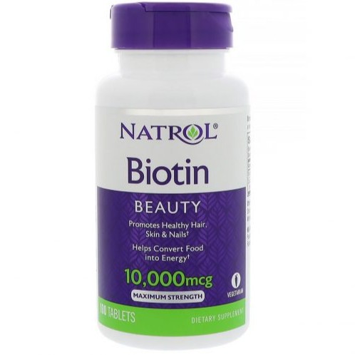 Viên ngậm Natrol Biotin Beauty 10,000mcg 100 v hỗ trợ mọc tóc và chống rụng tóc