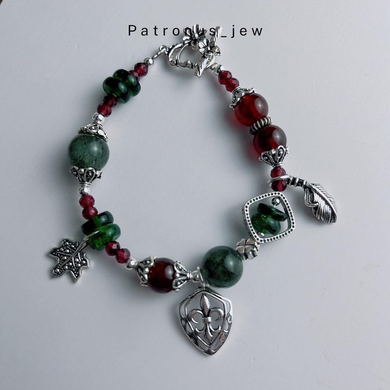 Vòng Tay Garnet Phối Thạch Anh Tóc Xanh VTLER22A Patronus Jewelry