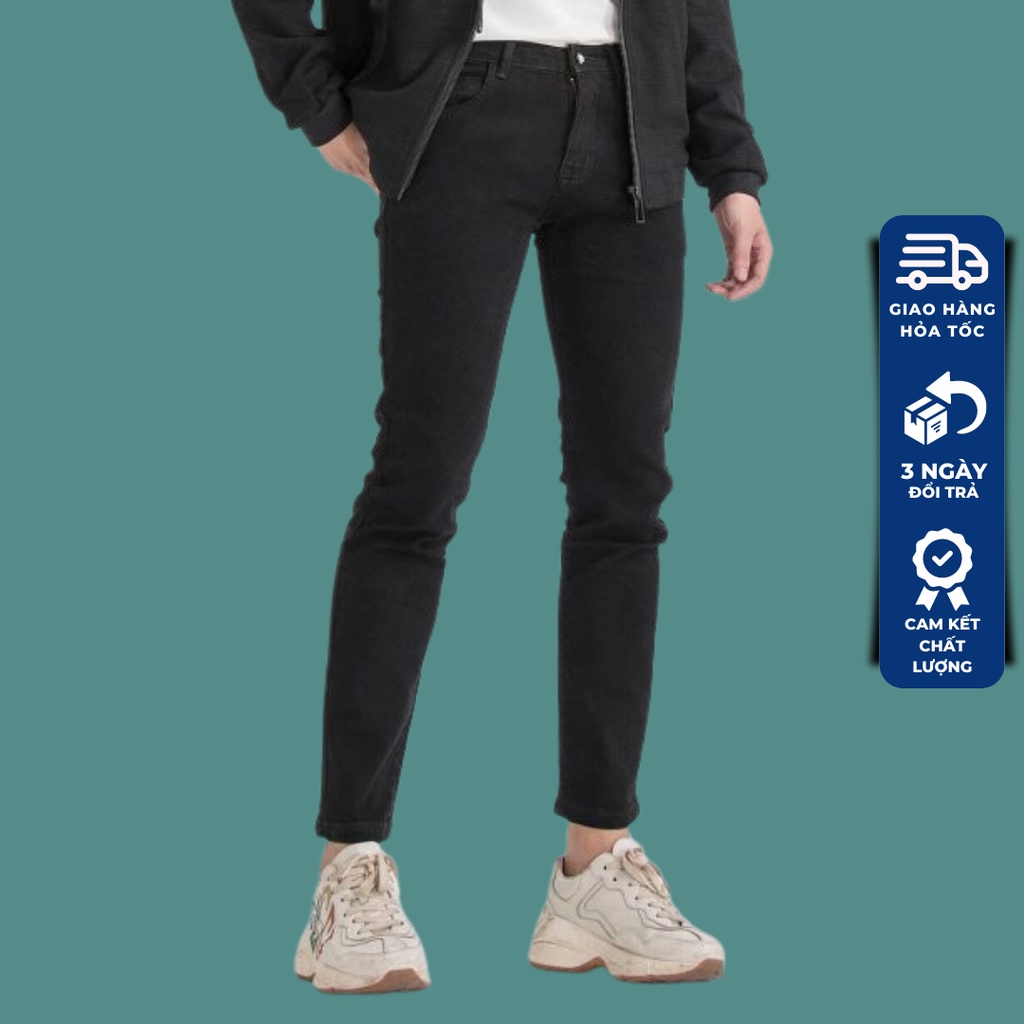 Quần jean nam đen skinny trơn chất jeans cao cấp mềm mịn, co dãn tốt form cực chuẩn slim fit [có Bigsize]
