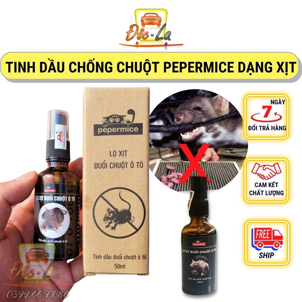 Tinh dầu chống chuột Pepermice dạng xịt khoang máy ô tô chống chuột hiệu quả