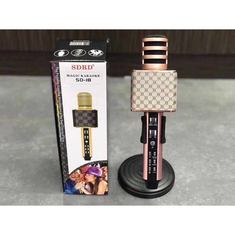 Mic Hát Karaoke Kiêm Loa Bluetooth Cực Hay SD18 bảo hành 6 tháng đổi mới