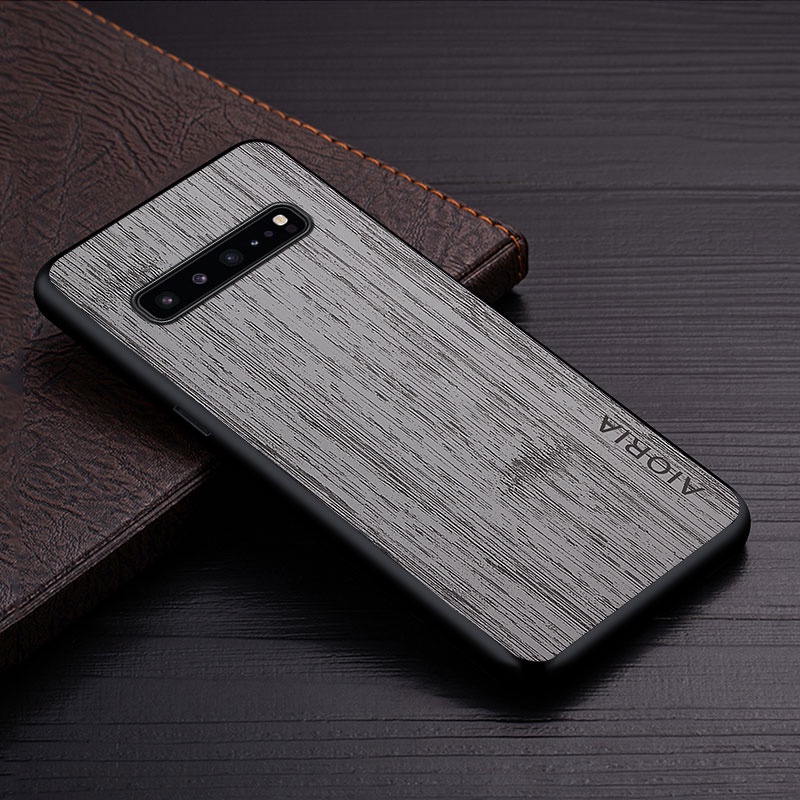 Ốp Bao Da Điện Thoại Họa Tiết Vân Gỗ Cho samsung galaxy s10 plus lite s10e 5g