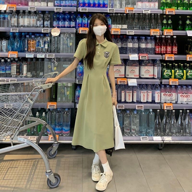 Đầm Tay Ngắn Cổ polo Dáng Chữ A Thời Trang Mùa Hè Mới Cho Nữ