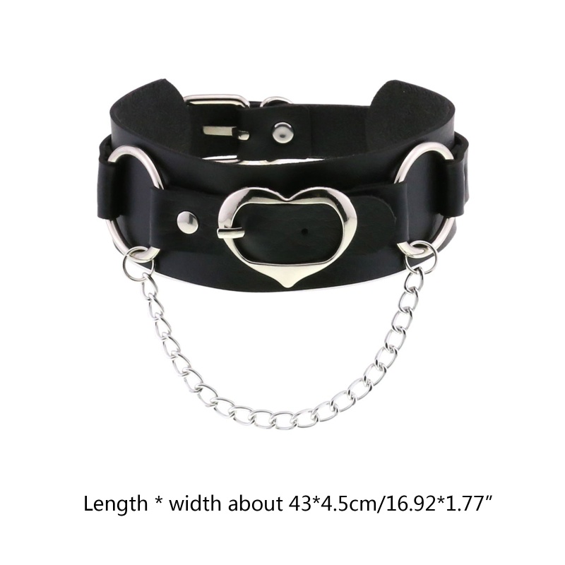 Vòng Cổ Choker Da Pu Phối Khóa Trái Tim Phong Cách Gothic Punk Unisex