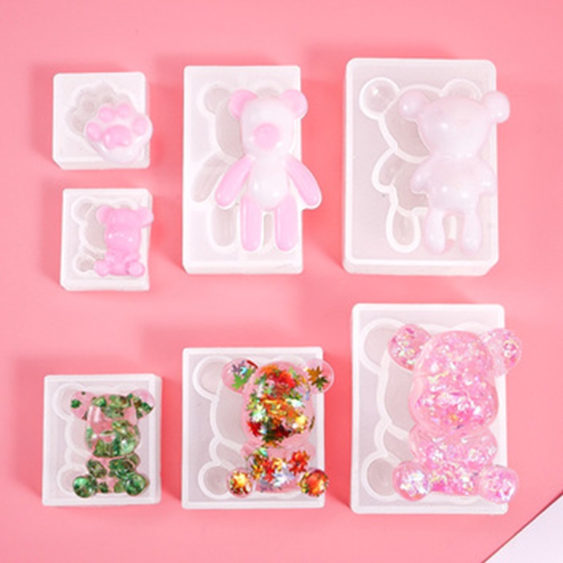 [Hàng mới về] Bộ 7 khuôn silicone làm mặt vòng cổ / bông tai hình gấu teddy diy