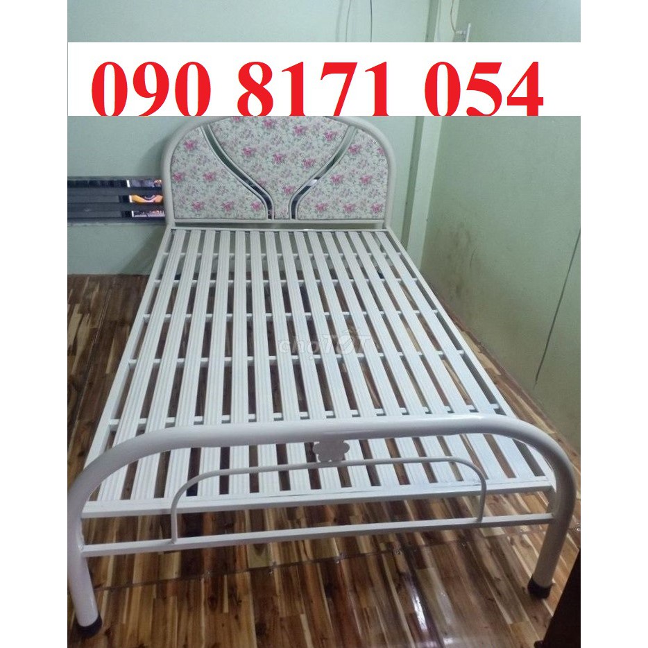 Giường đơn sắt dày màu kem và xanh 80cm.1m.1m2.1m4.1m6.1m8 hàng New 100%