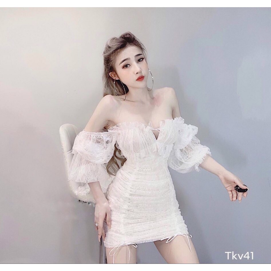 Đầm body ren 2 lớp tay phồng sang chảnh | BigBuy360 - bigbuy360.vn