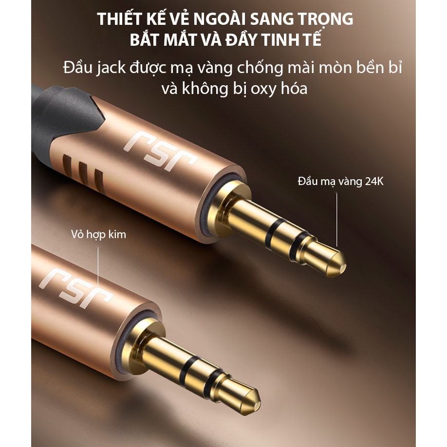 Dây tín hiệu 2 đầu 3 ly (3.5mm) JSJ 6212 dài 1.8m  hạn chế hiện tượng nhiễu hoặc bị ngắt quãng, chống tạp âm bên ngoài