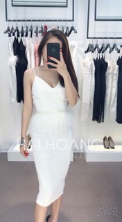 Váy dây cạp lông đà điểu