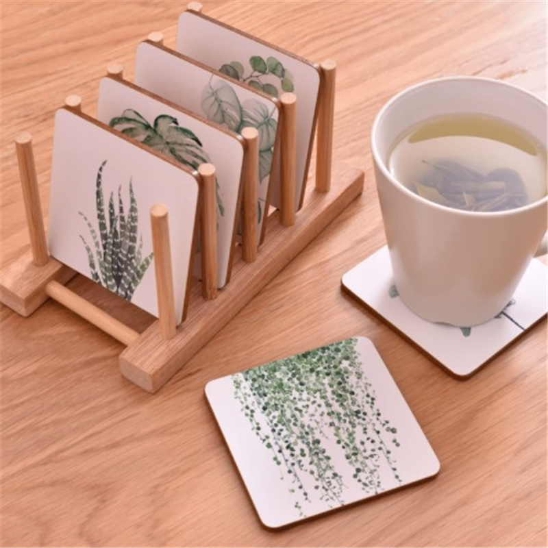 SP-vn Plant Printing Ceramics Cup Pad Non-Slip Heated Mat Coffee Tea Drink Mat