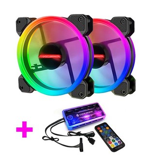 Bộ 2 Đến 6 Fan Case Coolmoon V2 Led RGB 16 Triệu Màu, 366 Hiệu Ứng - Kèm Bộ Hub Sync Main, Đổi Màu Theo Nhạc