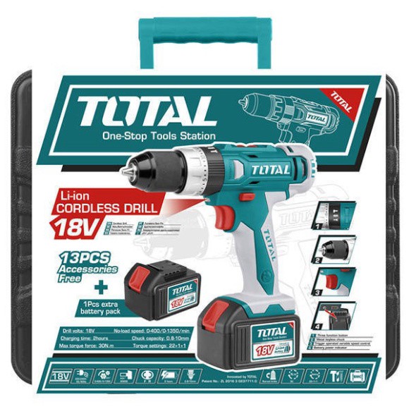 Máy khoan vặn vít dùng pin Li-ion 18V TOTAL  TDLI228180