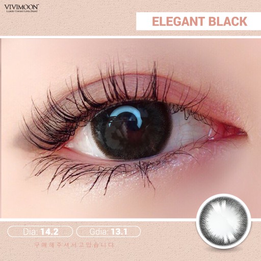 Kính Áp Tròng Màu Đen Thanh Lịch Hàn Quốc VIVIMOON Cho Mắt Thở  Elegant Black 13.1mm