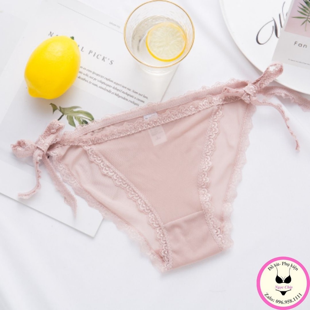 Quần lót ren nữ Sexy , quần chíp dây buộc sườn xuyên thấu phong cách gợi cảm quyến rũ NĐ07