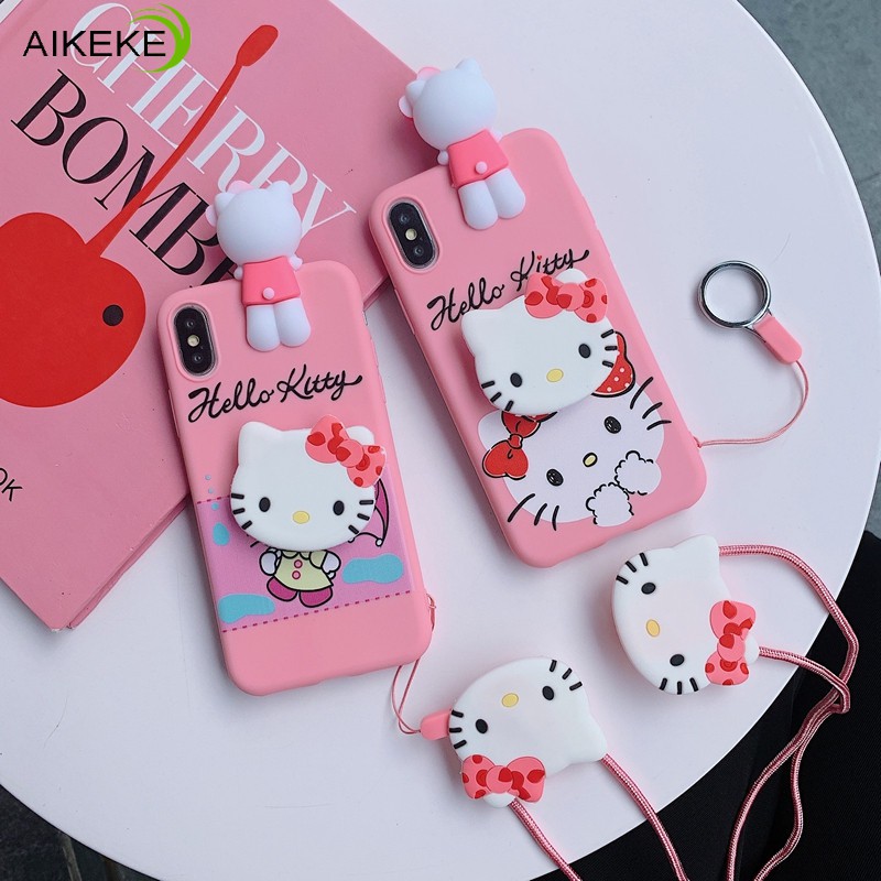 ốp điện thoại Mềm Có Dây Đeo In Hình Hello Kitty Cho Oppo A9 2020 A5 2020 A1K A52 A92 A72 A8 A31 2020 A83 A1 A37 Neo 9