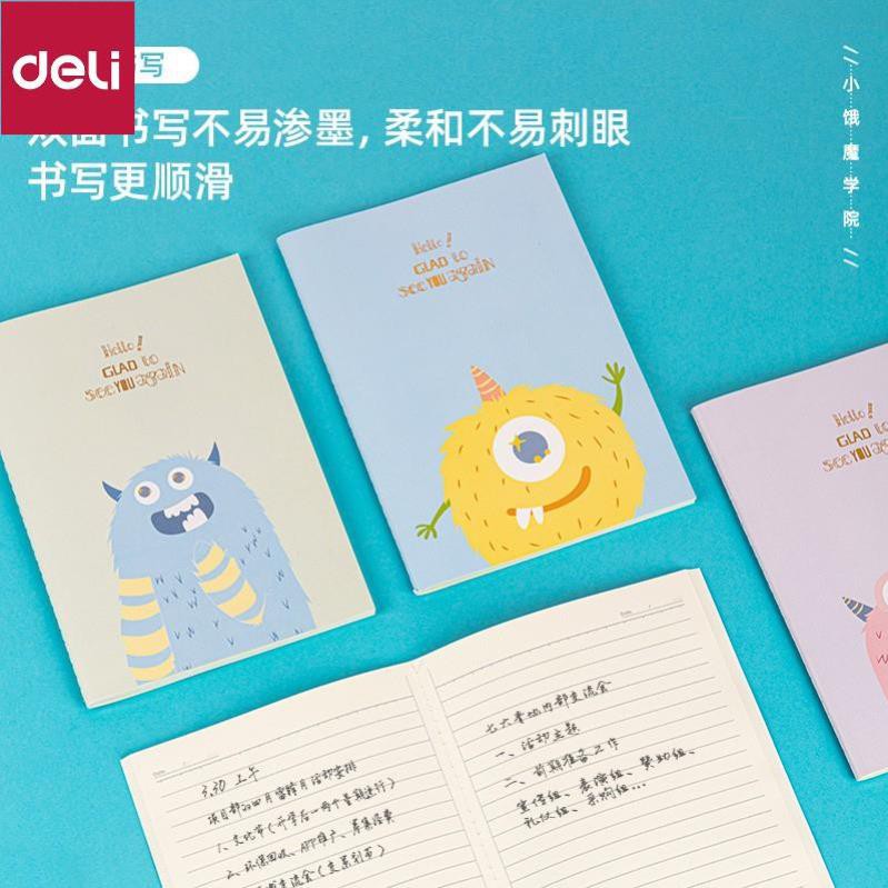 Sổ ghi chép khâu gáy nhiều hình Monster 60 trang 70g Deli - 1 quyển - Size A5 nhiều màu sắc FA560-N03 [Deli]